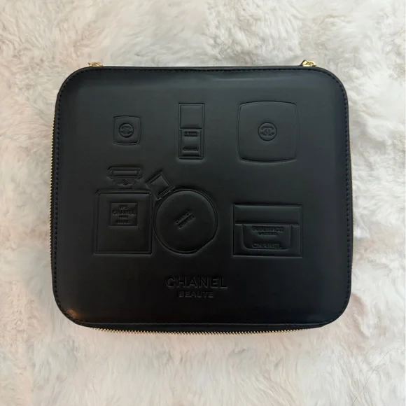 CHANEL Black Embossed Beauty Pouch - Picture 5 of 6